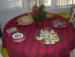 food in the kitchen (cheesecake squares decorated by Ben and Jeff C.)