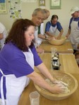Cynthia kneading the soba dough