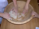 Cynthia and Deb kneading the soba dough