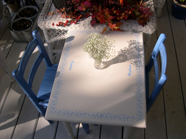 Kid's table for Cameron and Stephanie, painted by Nita