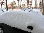 Ben writes SHOVEL ME!!! on my car. (morning 20090121)